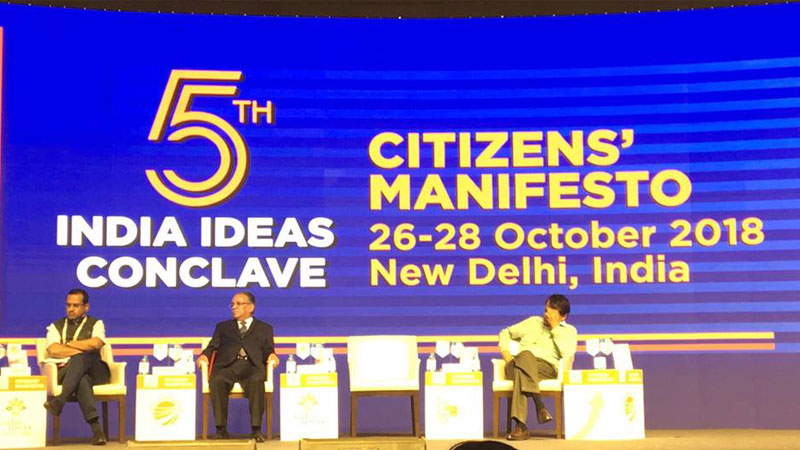 Chairman Prachanda addressing the 5th Indian Ideas Conclave.
