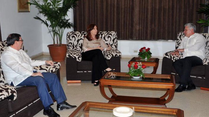 Cuban President Miguel Diaz Canel meets Cristina Fernández de Kirchner, former President of Argentina